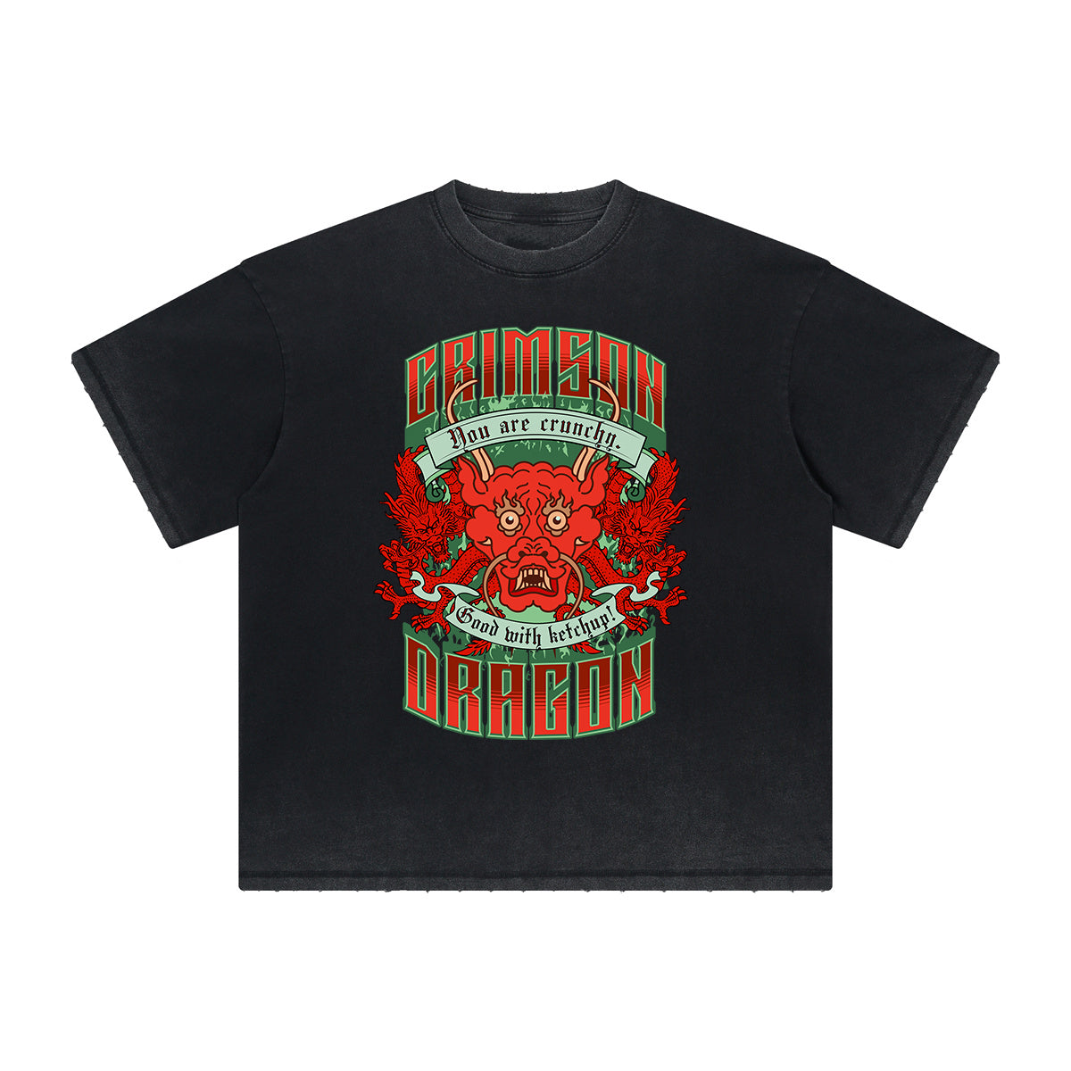 Vintage-Style Frayed Flame Graphic Tee