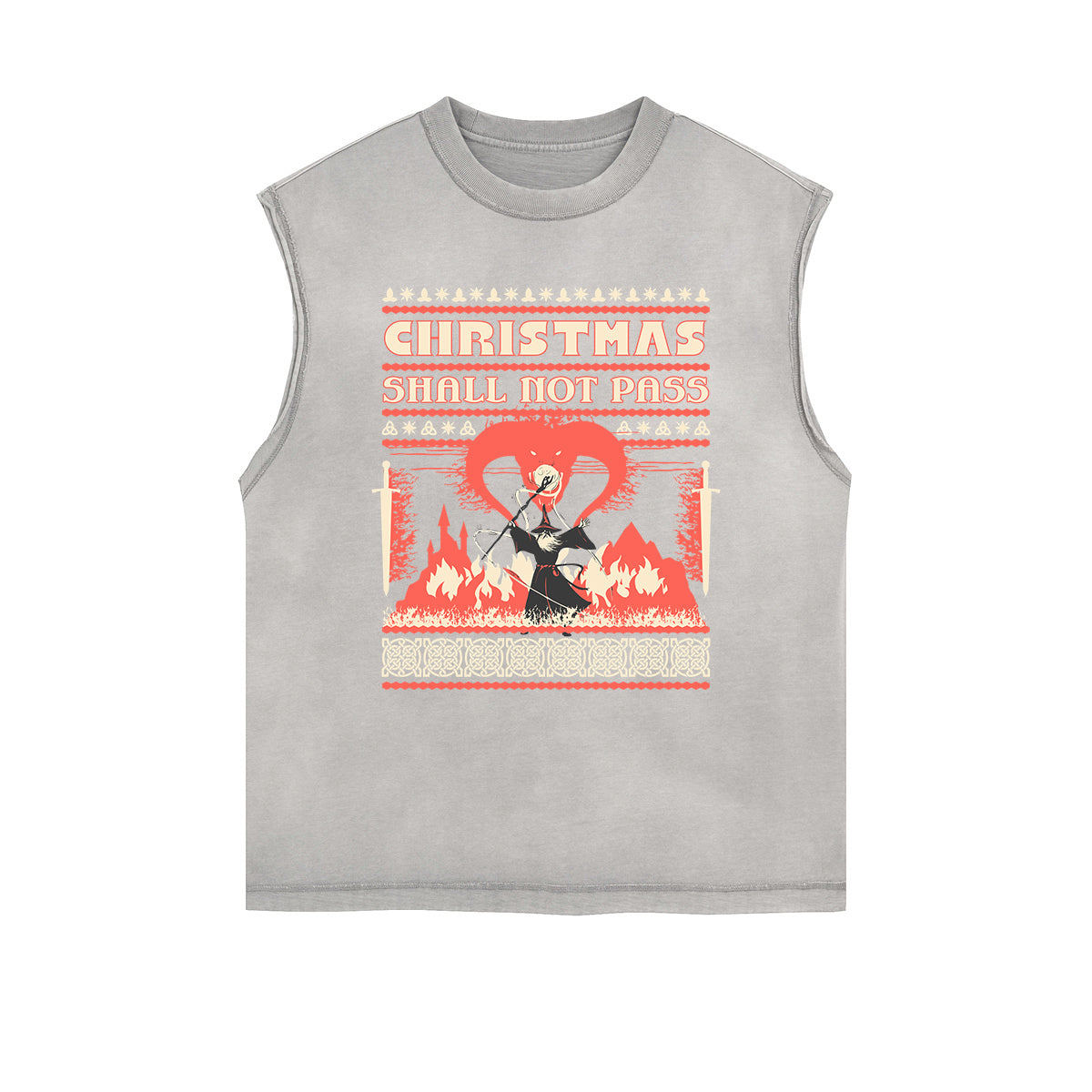 Frayed-Edge Flame Graphic Tank Top