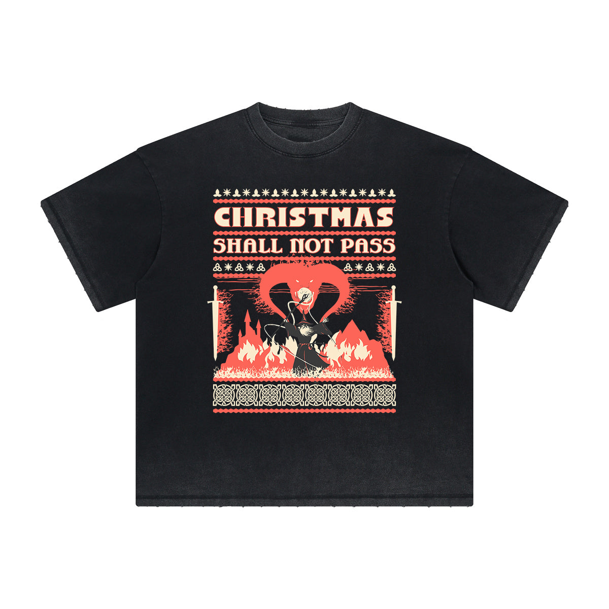 Vintage-Style Frayed Flame Graphic Tee