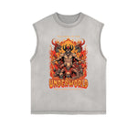 Frayed-Edge Flame Graphic Tank Top