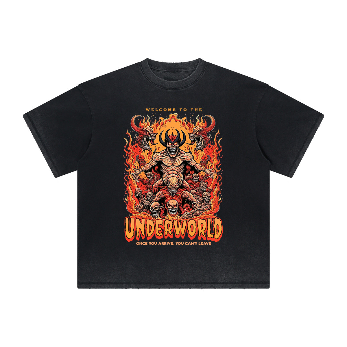 Vintage-Style Frayed Flame Graphic Tee