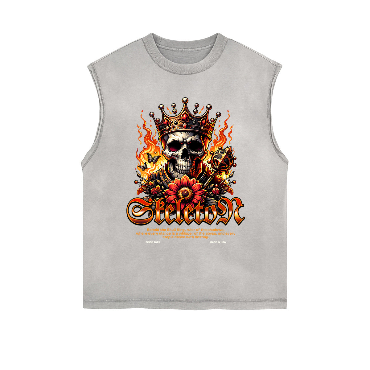 Frayed-Edge Flame Graphic Tank Top
