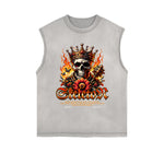 Frayed-Edge Flame Graphic Tank Top