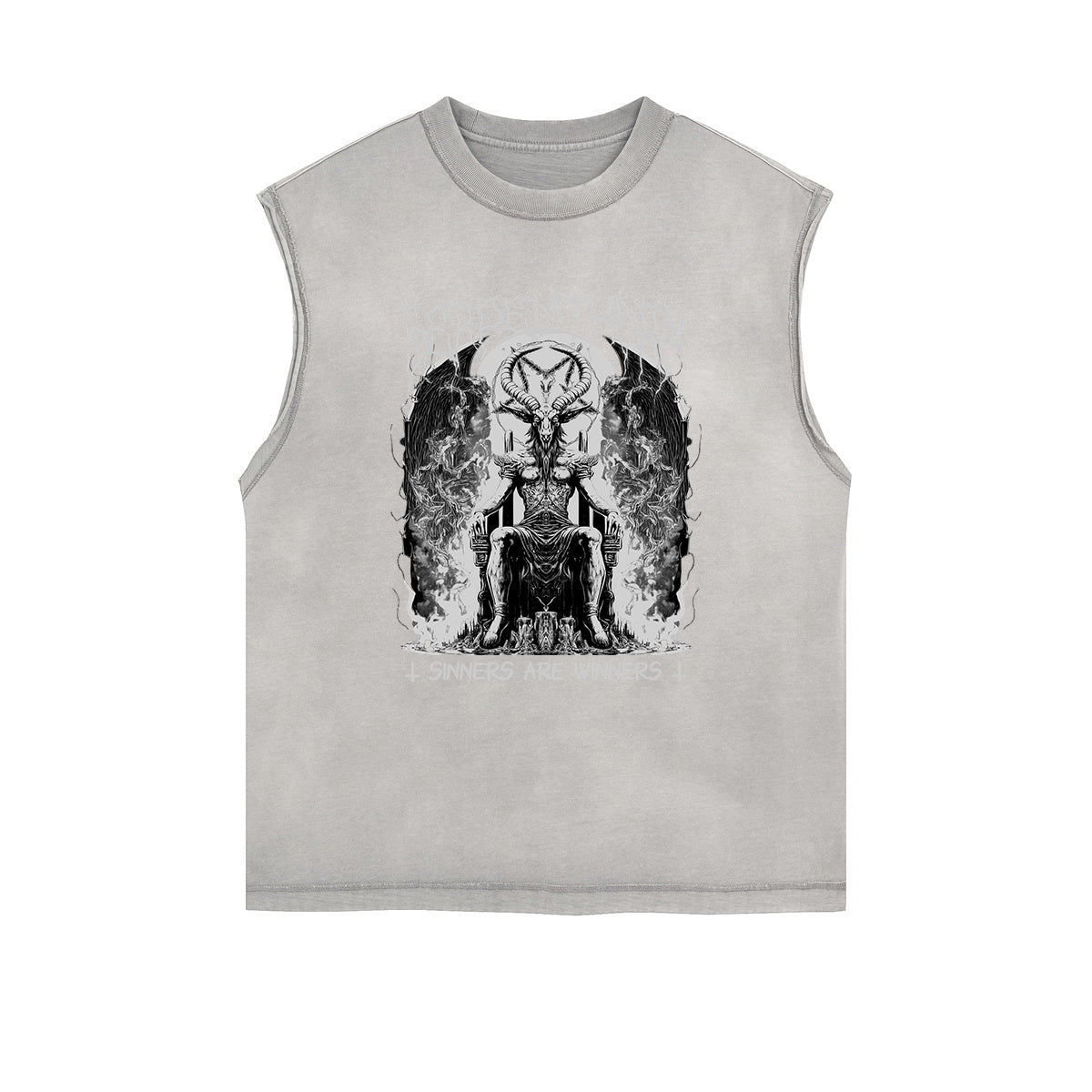 Frayed-Edge Flame Graphic Tank Top