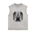 Frayed-Edge Flame Graphic Tank Top