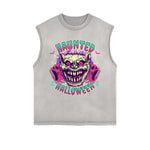 Frayed-Edge Flame Graphic Tank Top