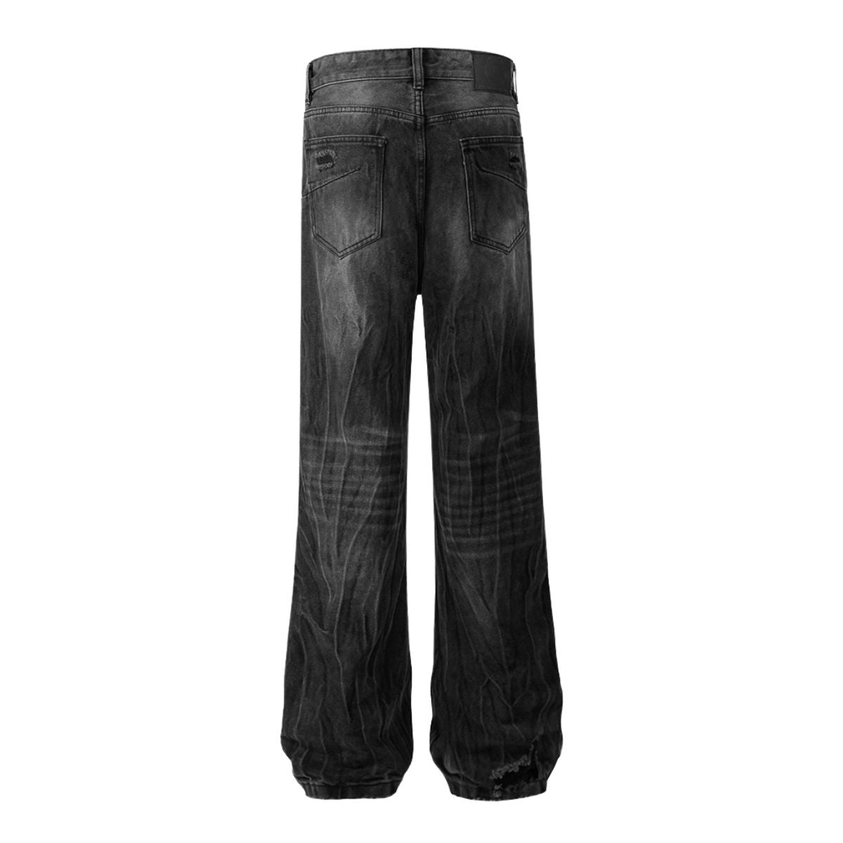 Relaxed Fit Wrinkle Wash Distressed Jeans