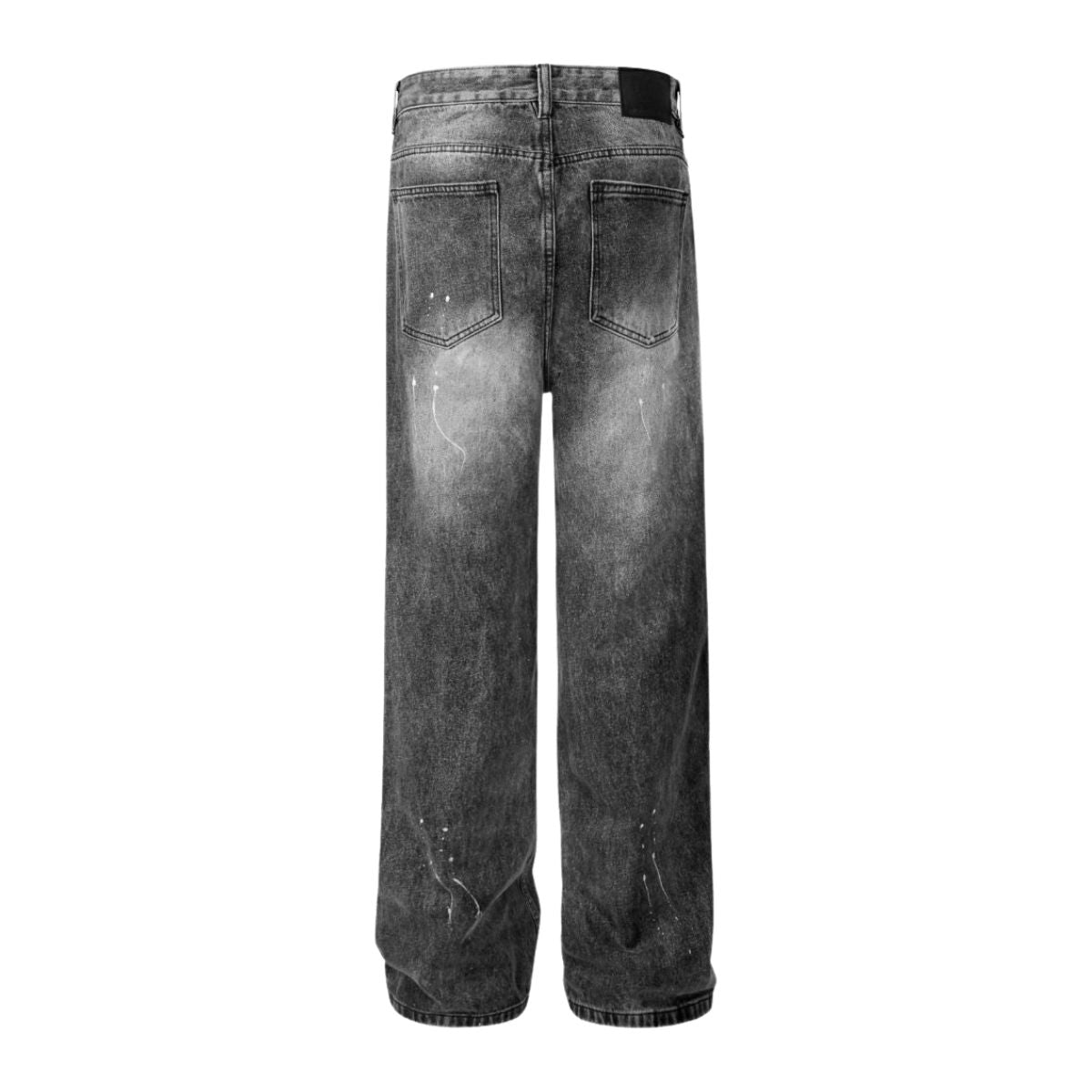 Loose Fit Gray Paint-Splatter Jeans