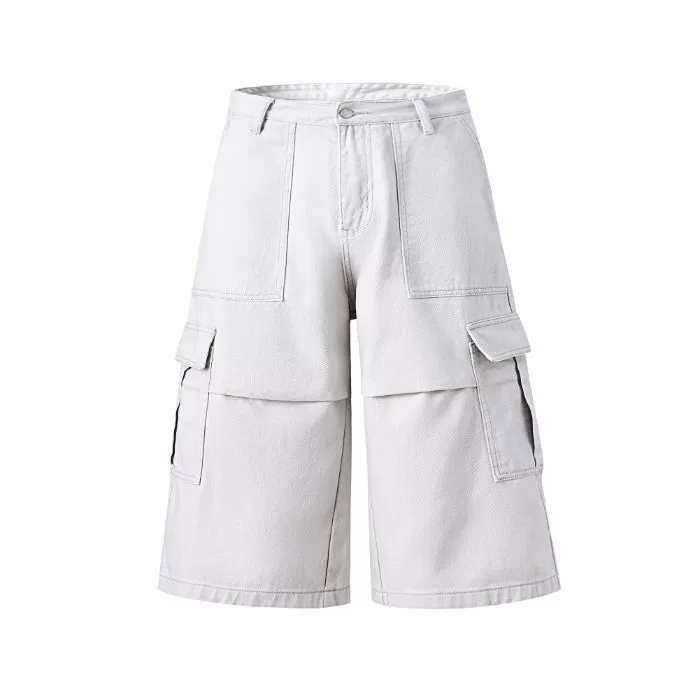 Pantalones cargo anchos y tobilleros de color liso