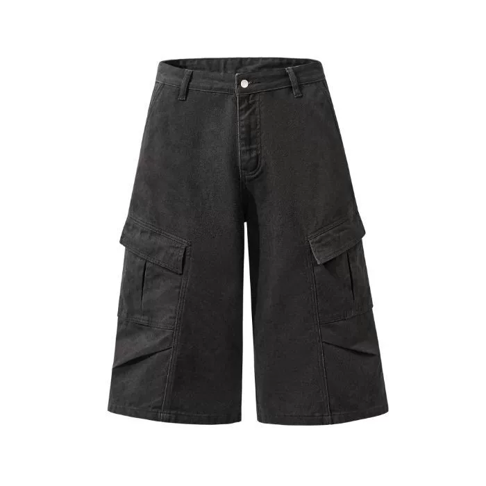 Pantalones cargo de algodón de pierna ancha y corte cropped