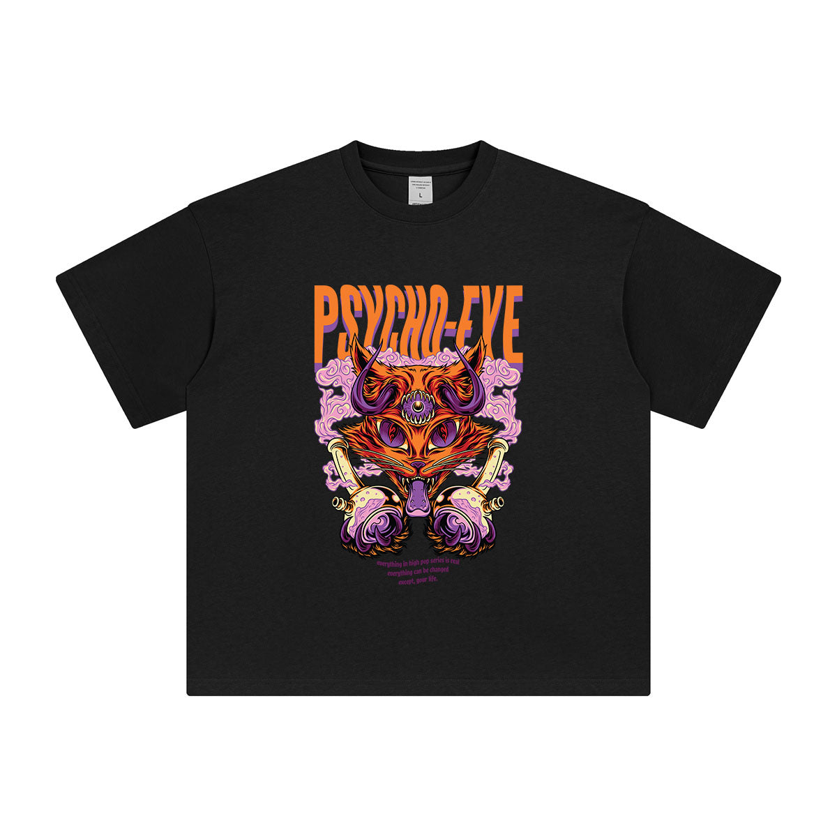Psycho Cat Hip Hop Graphic T Shirt-INNBLAC Fashion Apparel