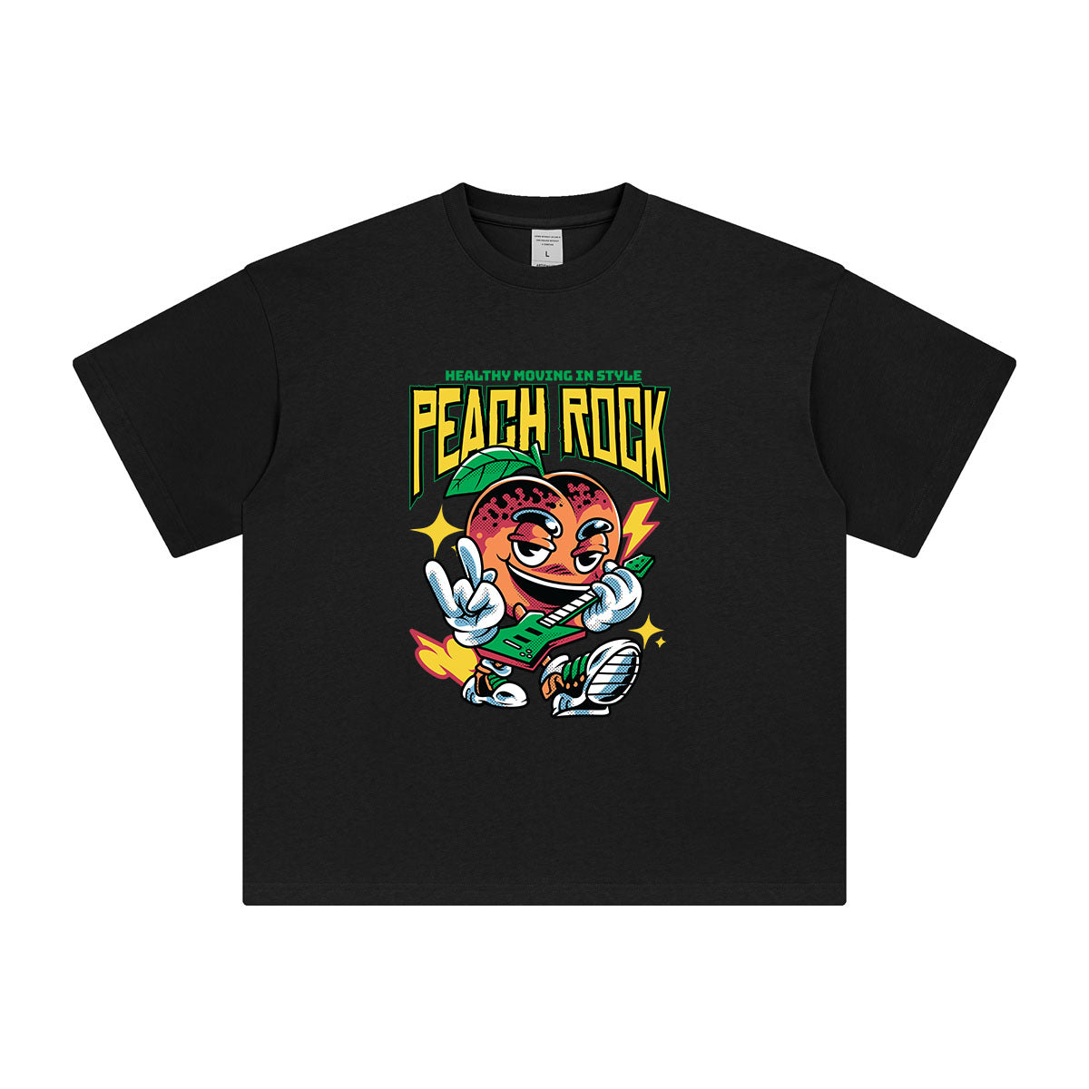 Rocking Peaching Cartoon T Shirt-INNBLAC Fashion Apparel