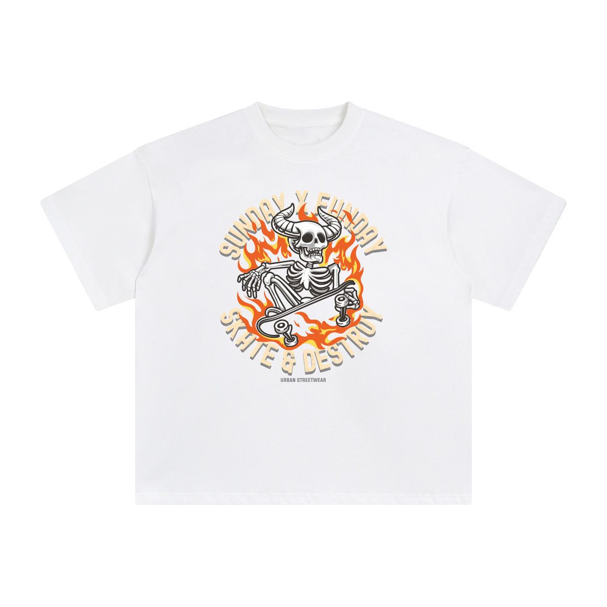 Skeleton Skateboarder Graphic T Shirt-INNBLAC Fashion Apparel