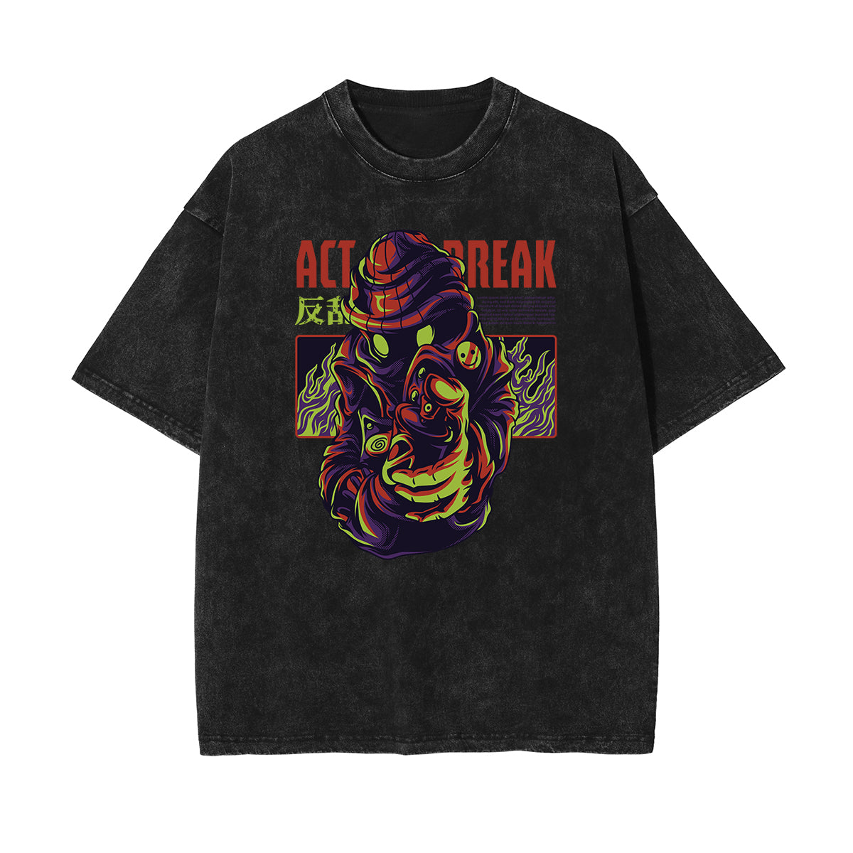 Streetwear Stone Wash Cartoon Pattern Tee