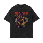 Streetwear Stone Wash Cartoon Pattern Tee