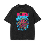 Streetwear Stone Wash Cartoon Pattern Tee
