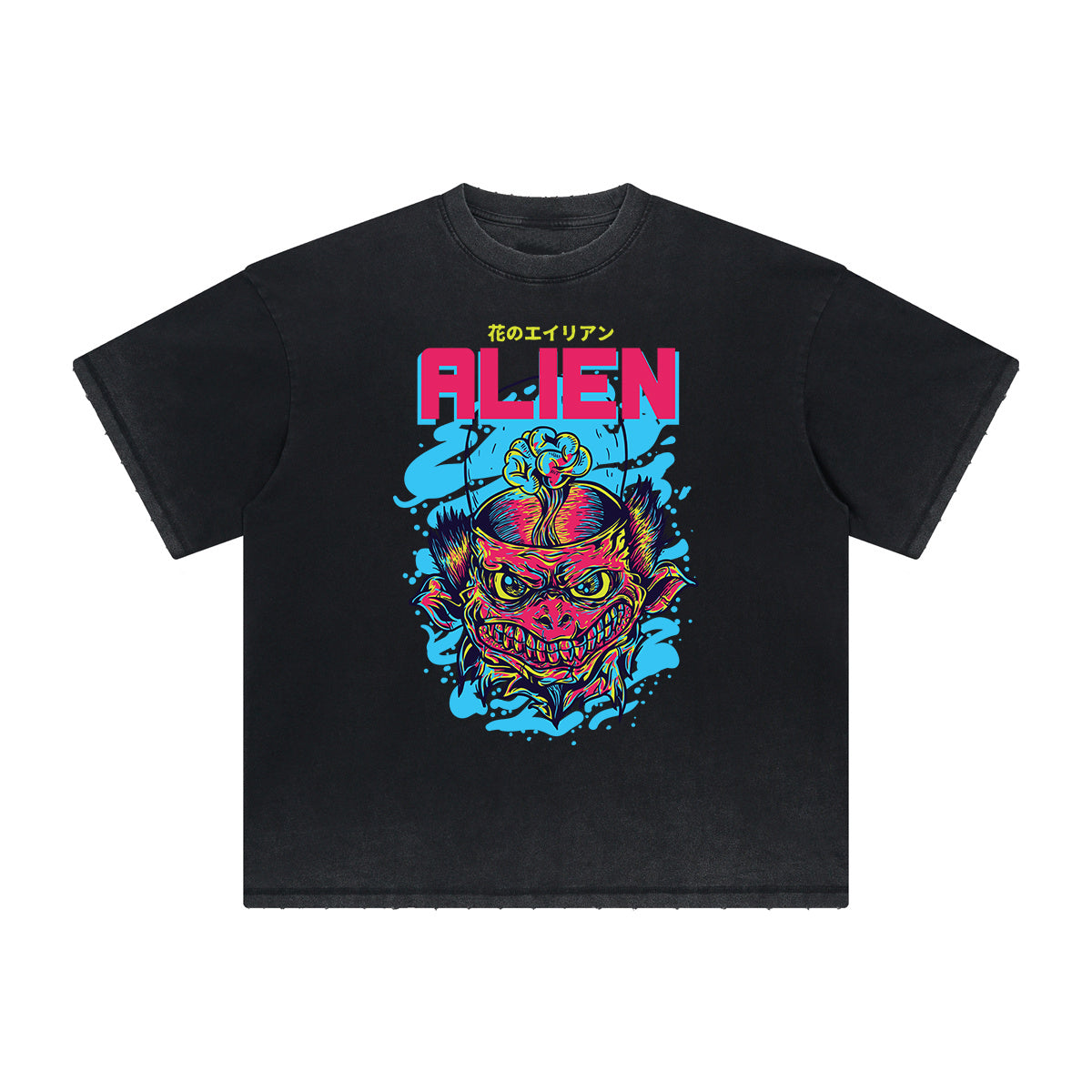 Camiseta con gráficos de dibujos animados de ropa urbana de peso pesado