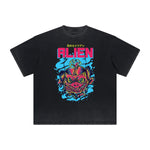 Camiseta con gráficos de dibujos animados de ropa urbana de peso pesado