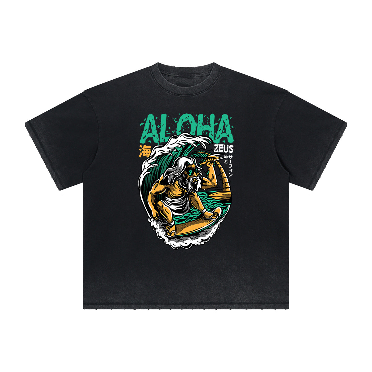 Camiseta con gráficos de dibujos animados de ropa urbana de peso pesado