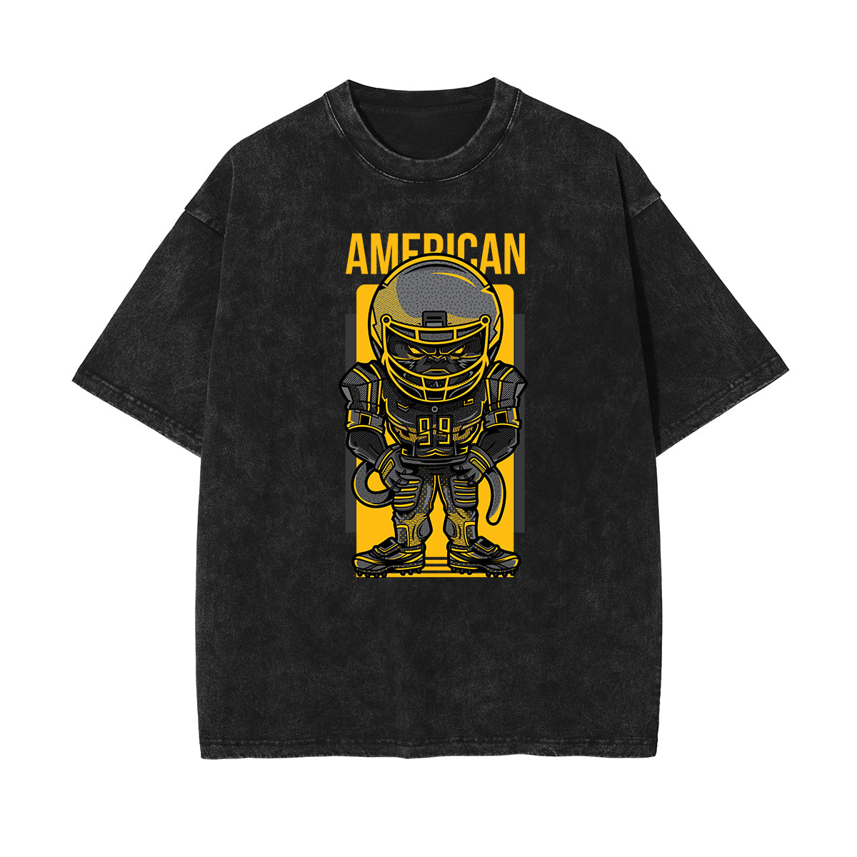 Streetwear Stone Wash Cartoon Pattern Tee