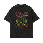Streetwear Stone Wash Cartoon Pattern Tee