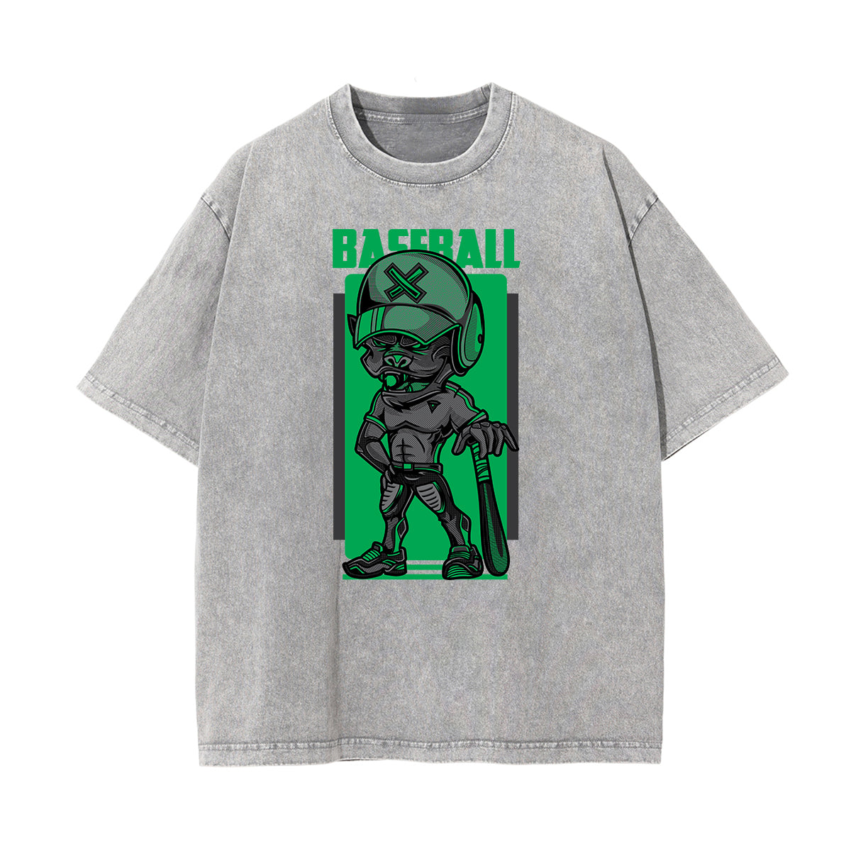 Streetwear Faded Cartoon Pattern Tee