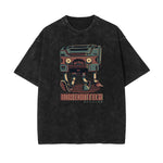 Streetwear Stone Wash Cartoon Pattern Tee