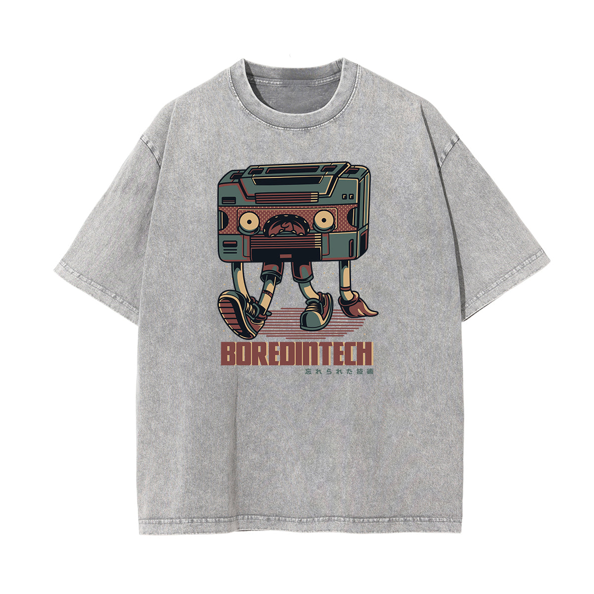 Streetwear Faded Cartoon Pattern Tee