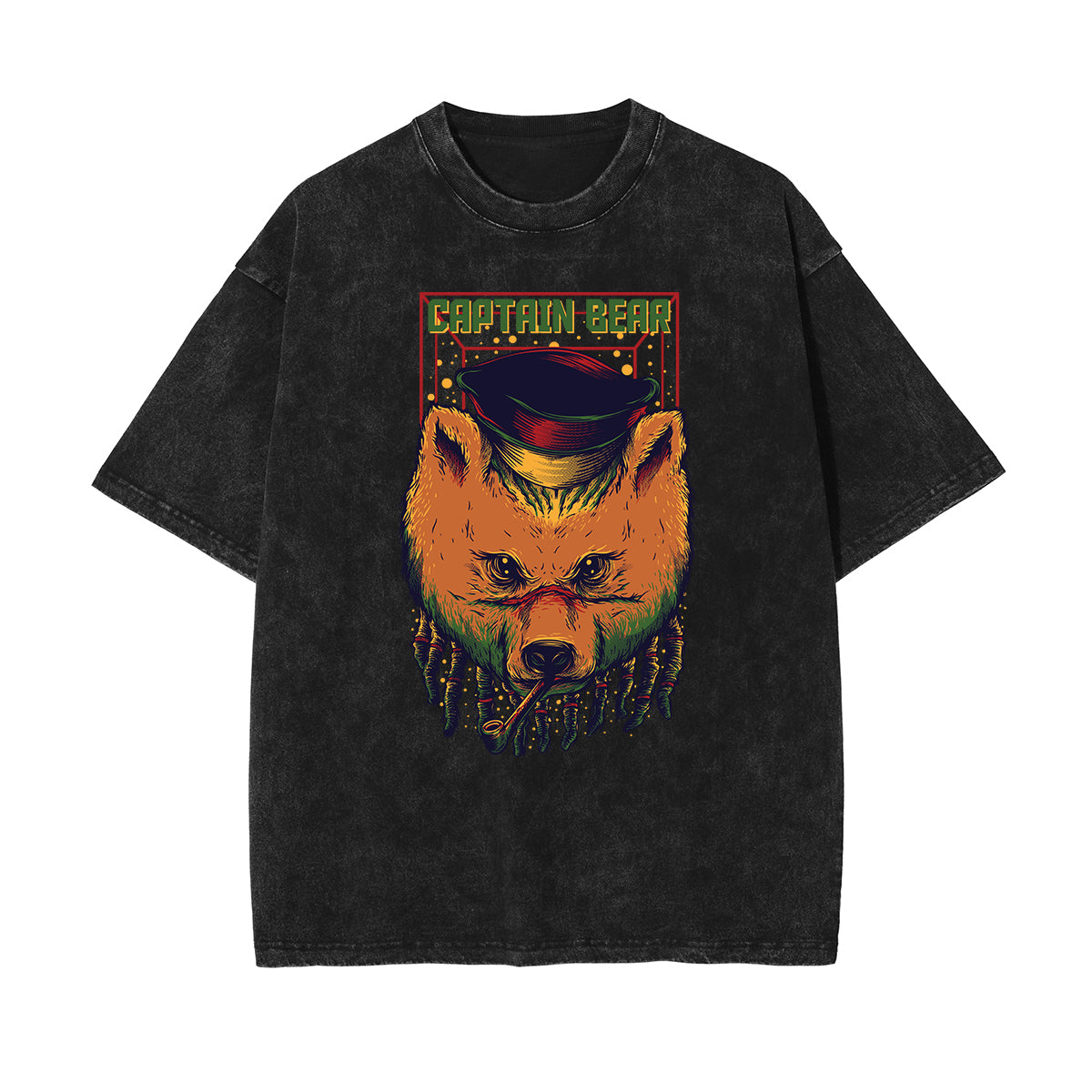 Streetwear Stone Wash Cartoon Pattern Tee