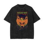 Streetwear Stone Wash Cartoon Pattern Tee
