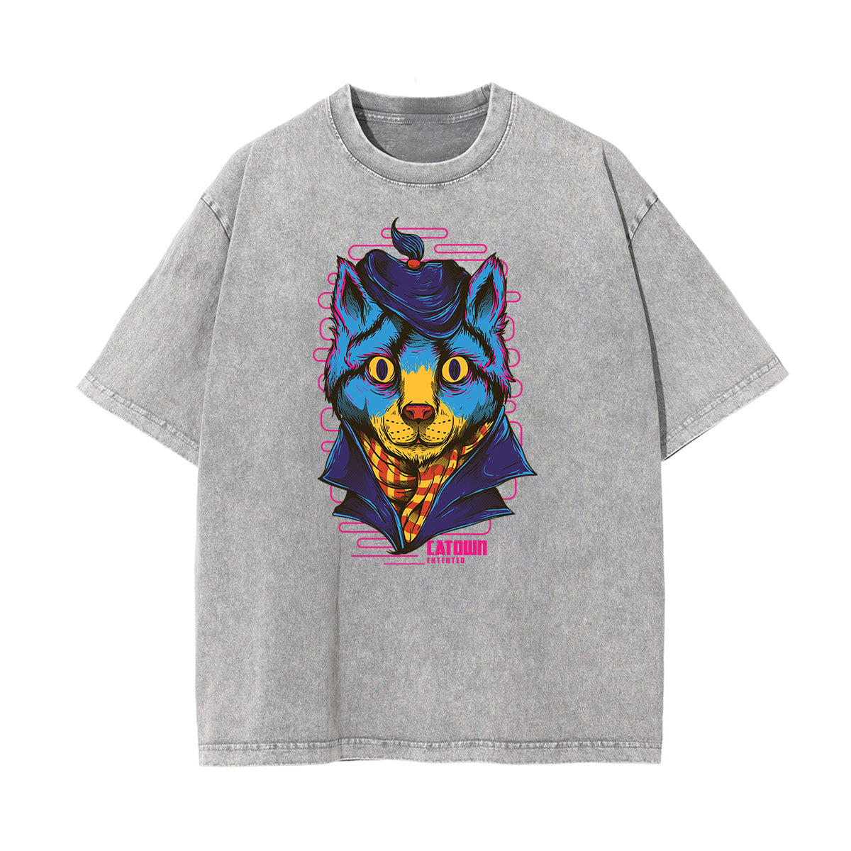 Streetwear Faded Cartoon Pattern Tee