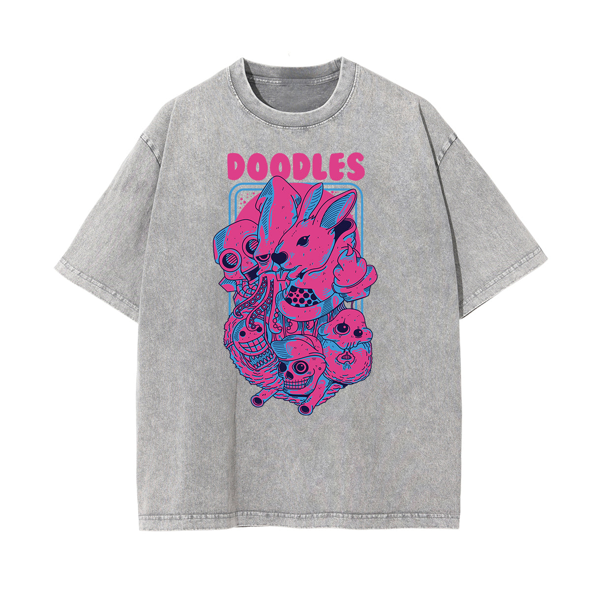 Punk Stone Wash Monster Pattern Tee