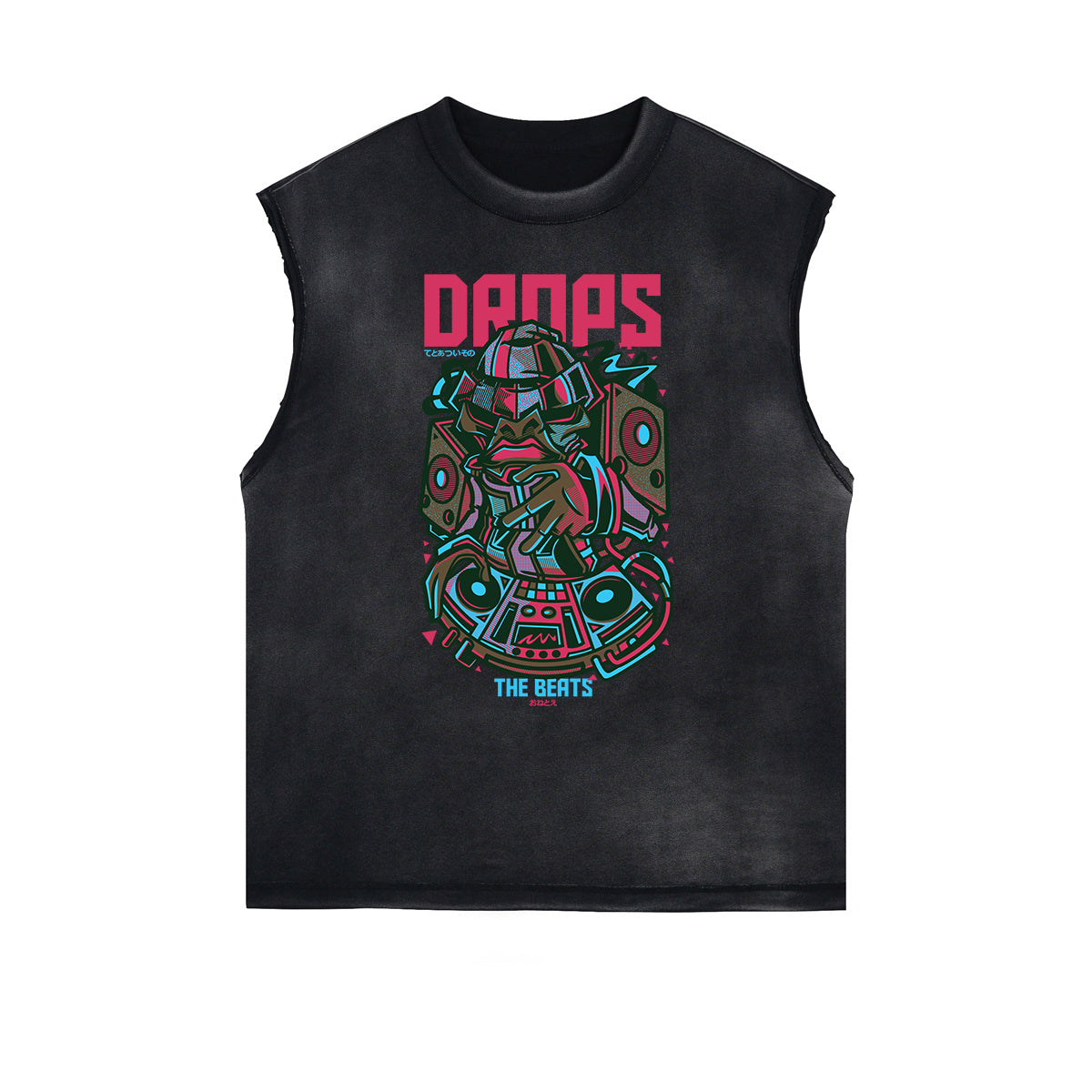 Sleeveless Punk Monster Graphic Tee