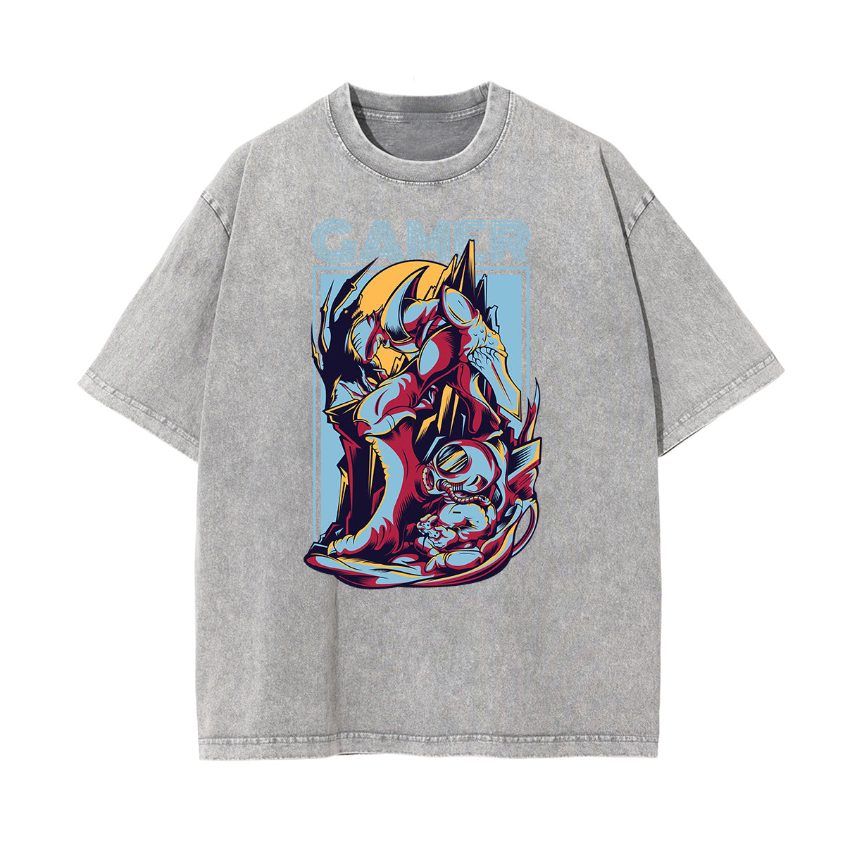 Camiseta con estampado descolorido Steampunk