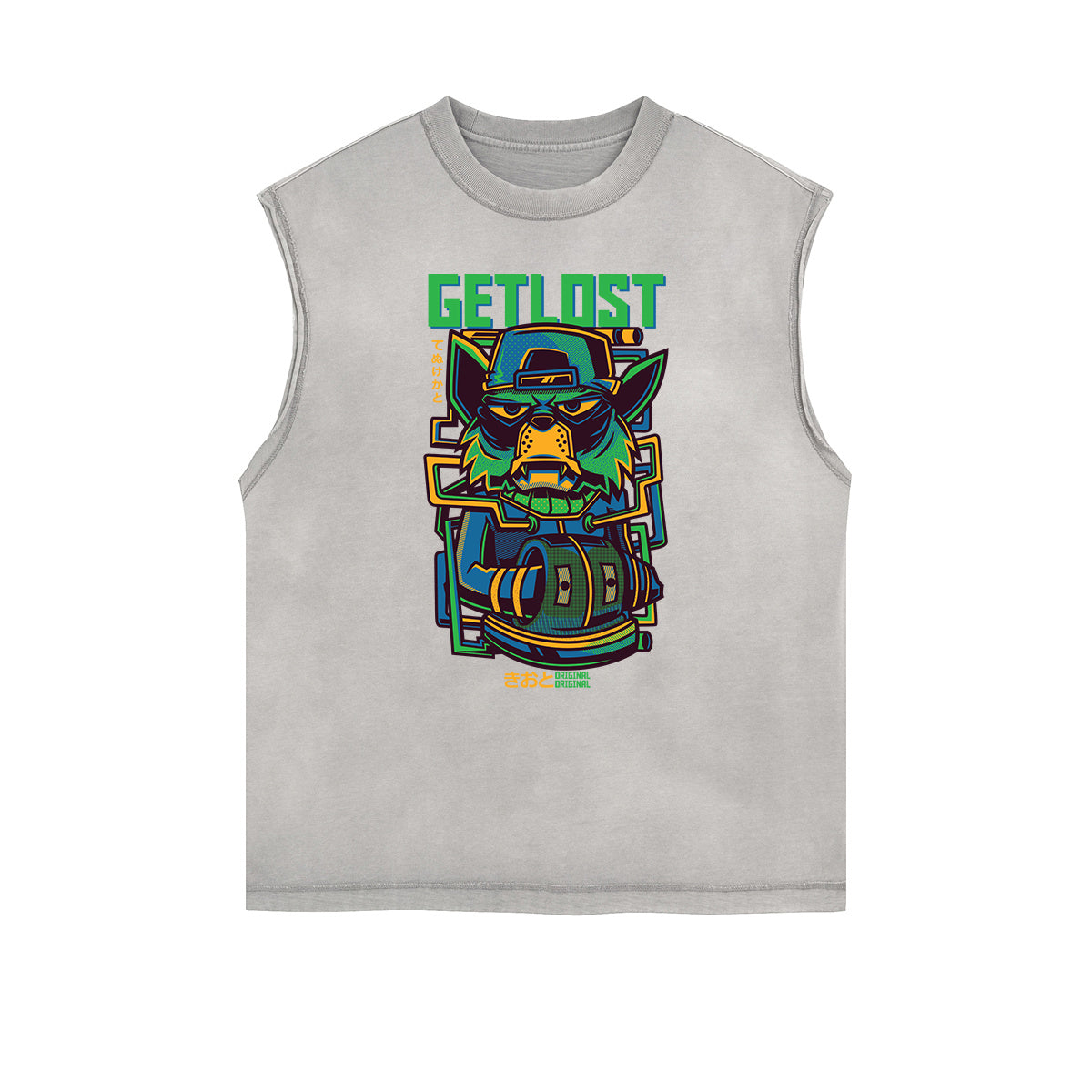 Camiseta gráfica steampunk sin mangas