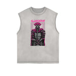 Camiseta gráfica steampunk sin mangas