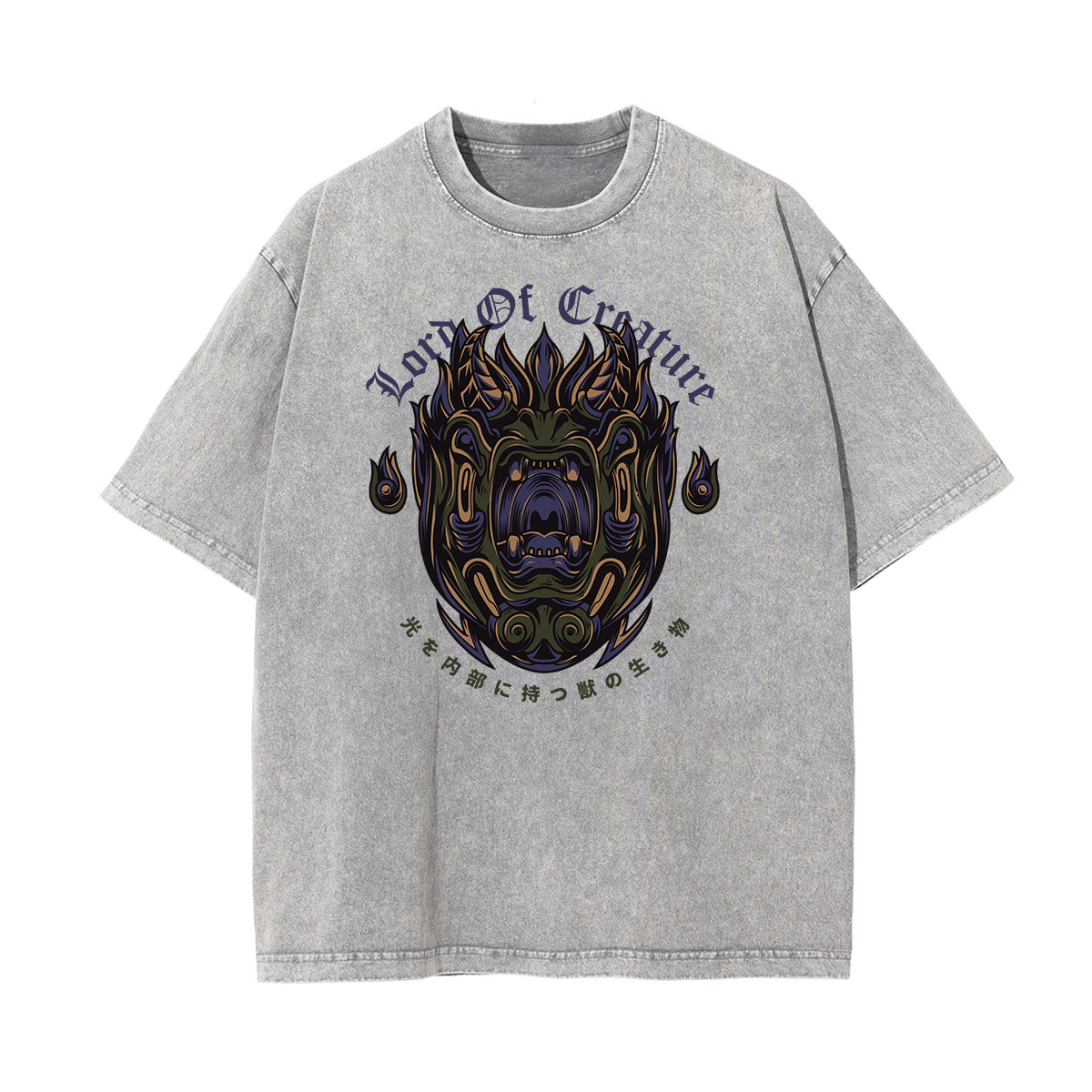 Stone Wash Humorous Cartoon Design Tee