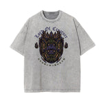 Stone Wash Humorous Cartoon Design Tee
