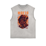 Camiseta sin mangas con estampado de dibujos animados humorísticos