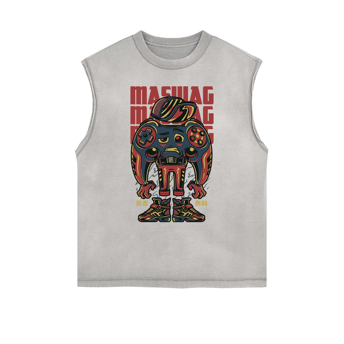 Camiseta sin mangas con estampado de dibujos animados humorísticos