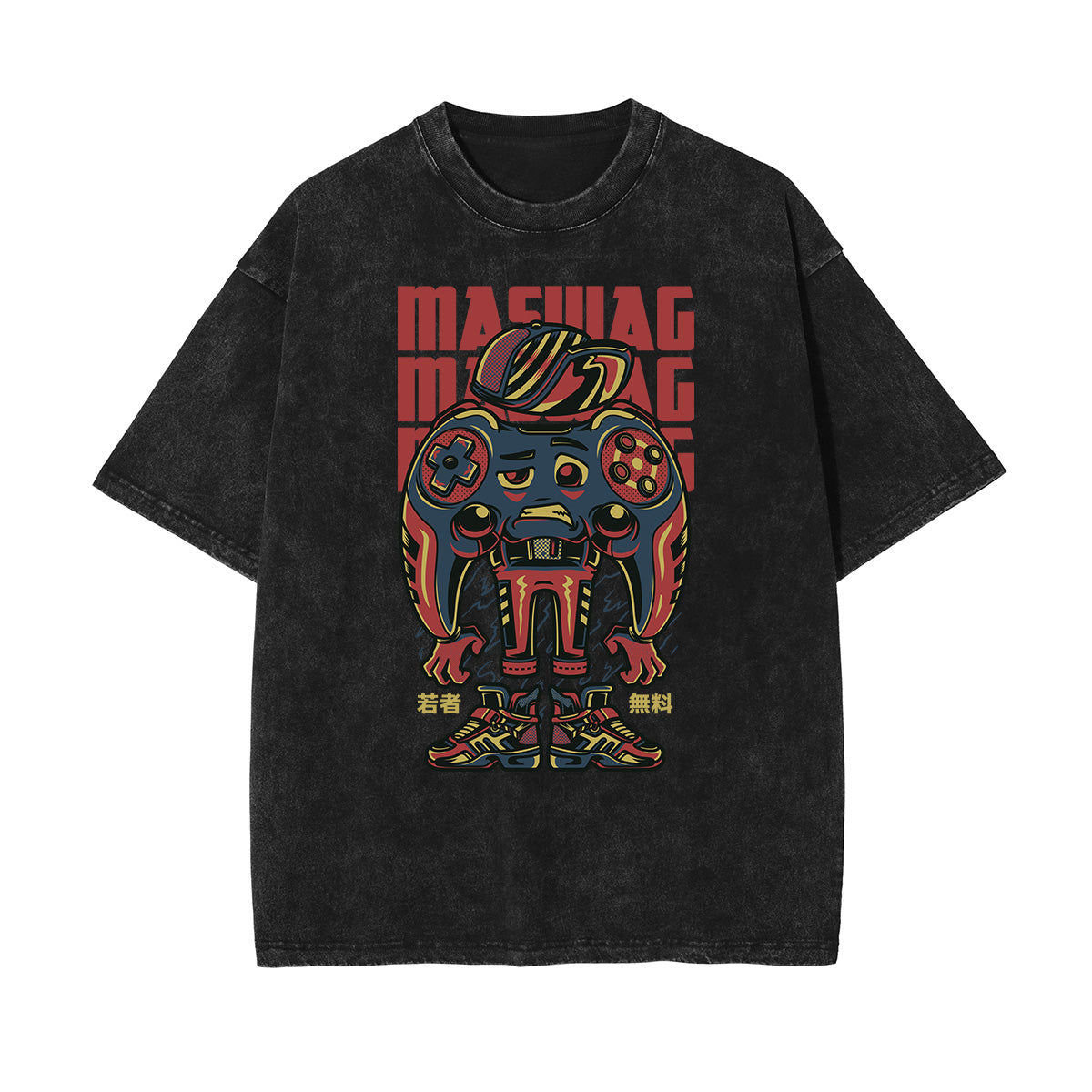 Faded Humorous Cartoon Pattern T Shirt