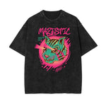 Faded Humorous Cartoon Pattern T Shirt