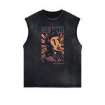 Camiseta sin mangas con músculos y gráficos de dibujos animados humorísticos