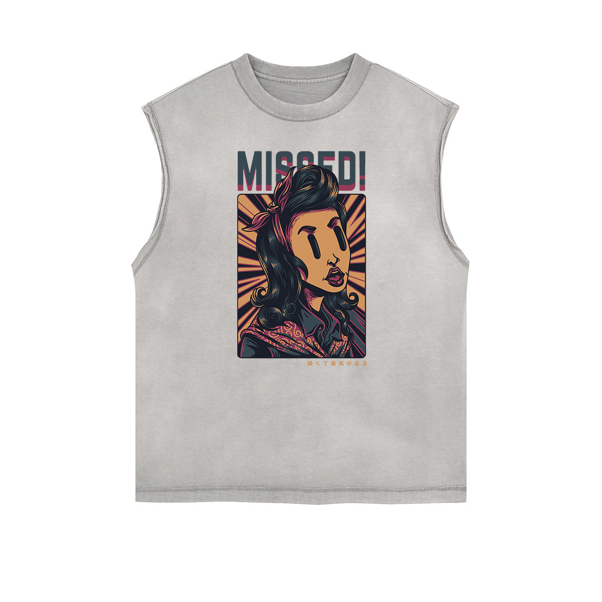 Camiseta sin mangas con estampado de dibujos animados humorísticos