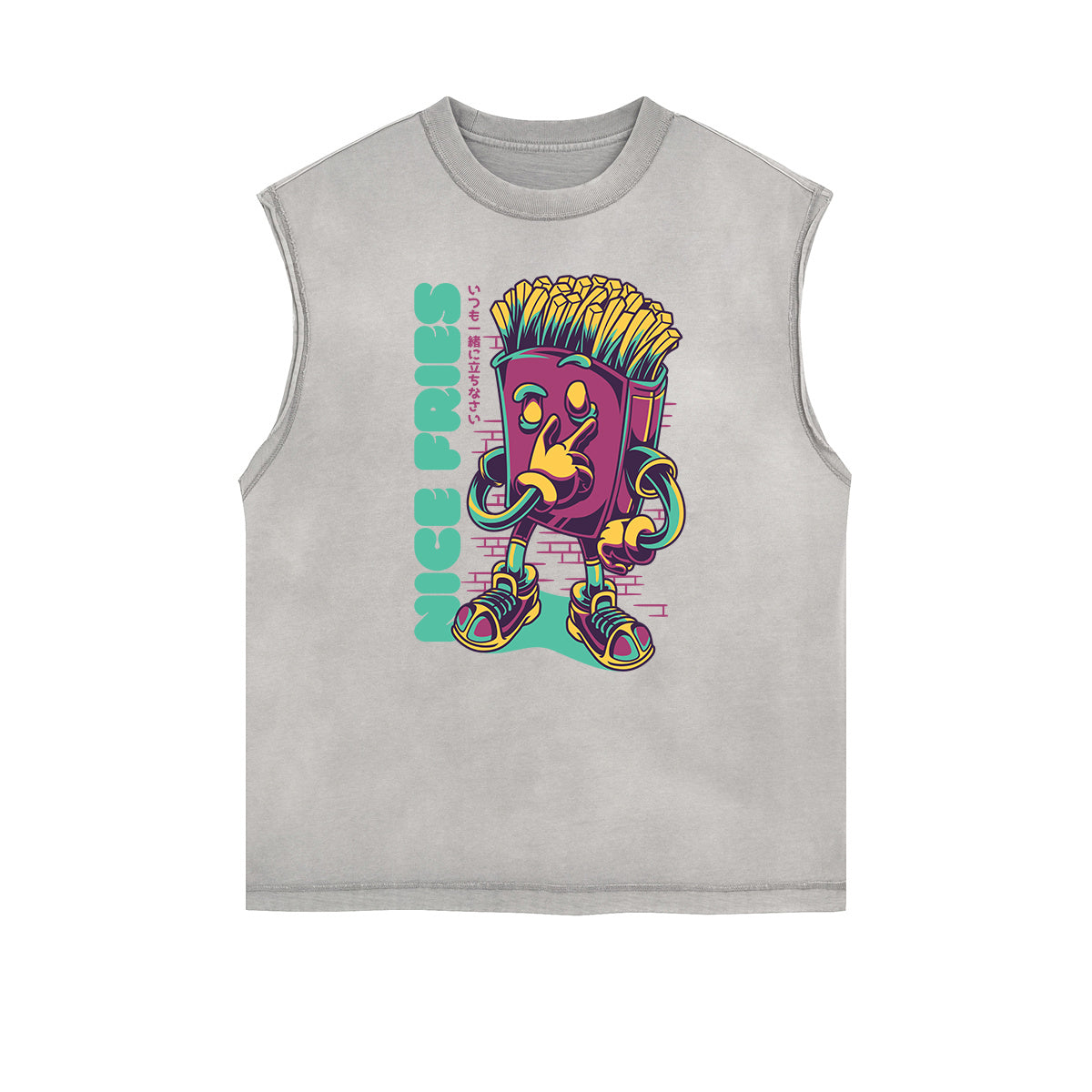 Camiseta sin mangas con estampado de dibujos animados humorísticos