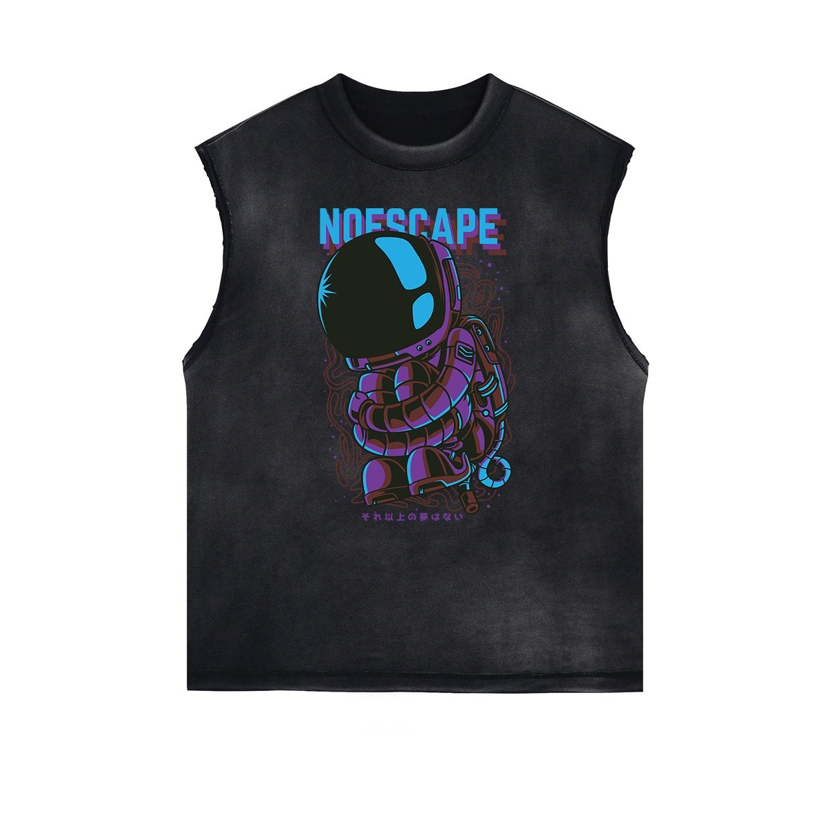 Camiseta sin mangas con estampado de dibujos animados punk