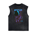 Camiseta sin mangas con estampado de dibujos animados punk