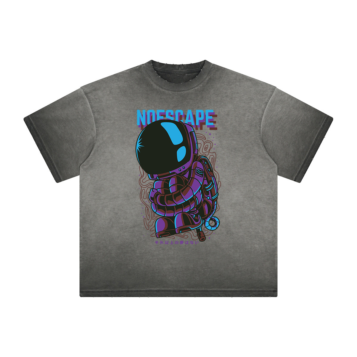 Thick Faded Punk Cartoon Pattern Tee