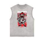 Camiseta sin mangas con estampado de dibujos animados punk