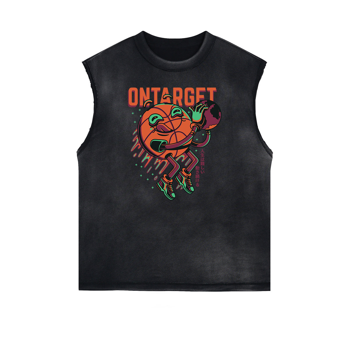 Camiseta sin mangas con estampado de dibujos animados punk